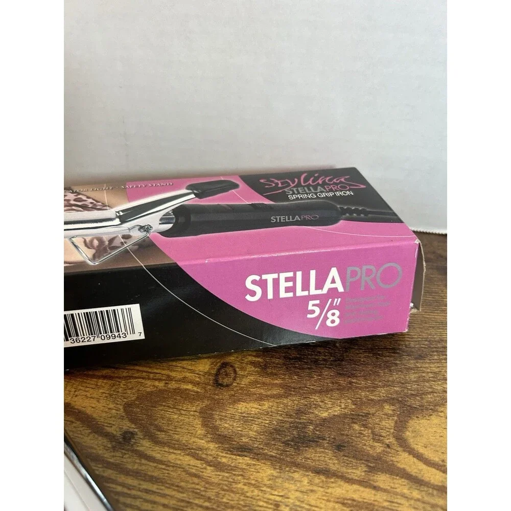 Stella Pro 5/8” Spring Grip Curling Iron Chrome Barrel Open Box Working New